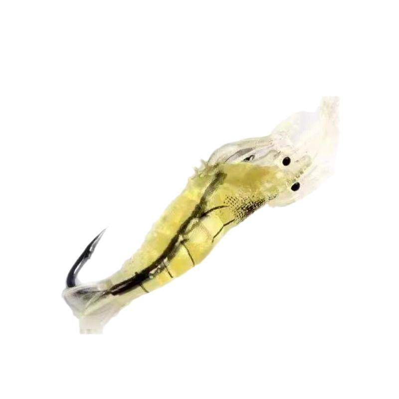 夜光仿真软饵带钩软虾软虫路亚假饵仿生鱼饵翘嘴白条鲈鱼4cm 假虾
