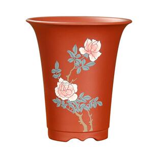 神力紫砂兰花盆大红袍泥绘透气专用绿植盆栽花卉盆景室内桌面摆放