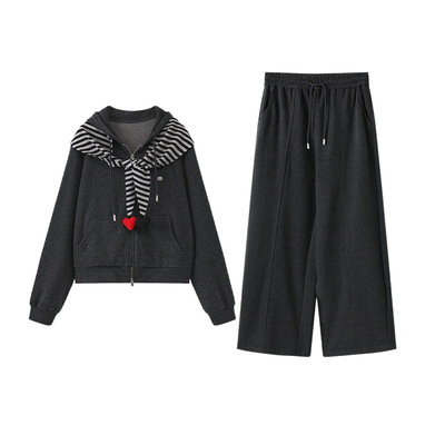 西町村屋百搭卫衣套装女2026春新款极简上下套含三角巾CCBA10380