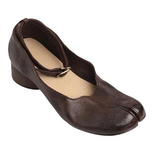 Le' Queen「高定手工」意大利植鞣水洗马皮tabi分趾鞋女粗跟单鞋