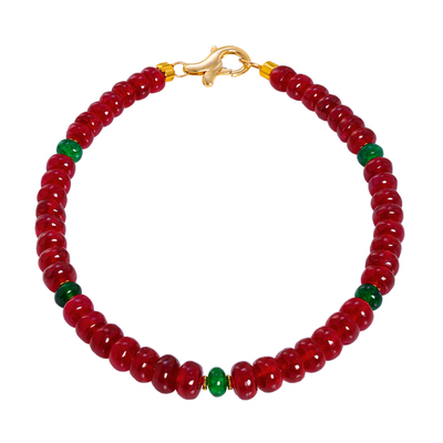 若华珠宝花漫 大颗粒鸽血红宝石手链女18K金彩宝手串手饰礼物定制