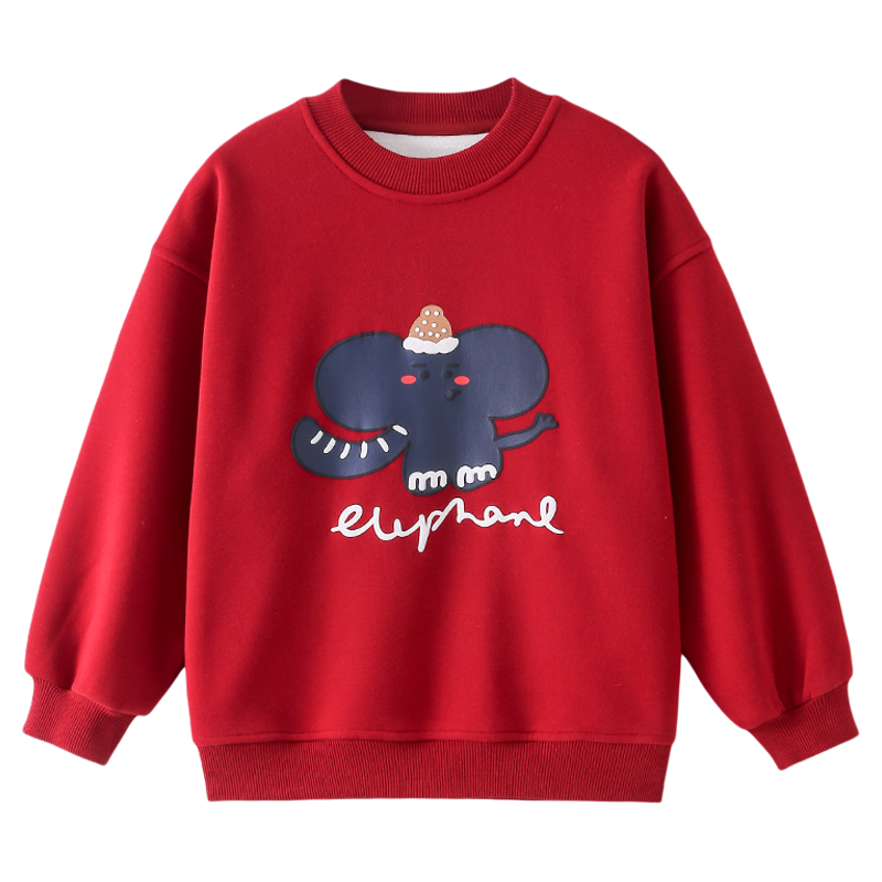 男童加绒卫衣秋冬款2025冬装新款儿童加绒加厚一体绒保暖上衣