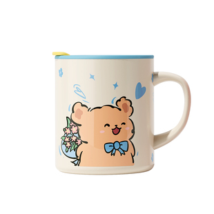 女生高颜值保温马克杯带盖不锈钢杯办公室儿童水杯家用咖啡杯子