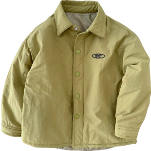 男童夹棉衬衫~中大童保暖内胆小棉袄男孩纯色轻量棉衣棉服棉外套