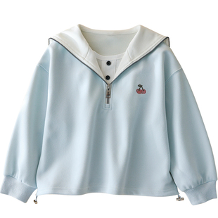 蔚未来女童卫衣春装2026新款童装儿童洋气假两件上衣小女孩套头衫