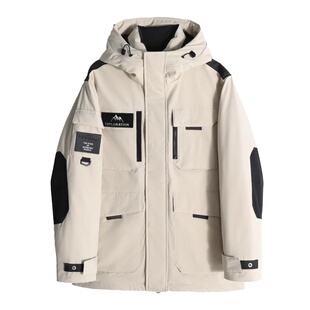 Mind Bridge羽绒服男冬季加厚2024新款户外登山情侣工装派克外套