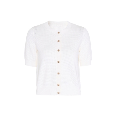 马天奴圆领短袖棉质针织开衫