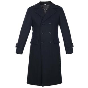 酒店物业保安冬季黑色双排扣男大衣中长款商务礼宾加厚羊毛呢外套