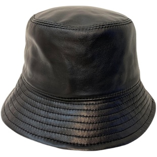 日本定制款帽子男女气质款秋冬韩版潮牌显脸小皮帽子羊皮渔夫帽潮