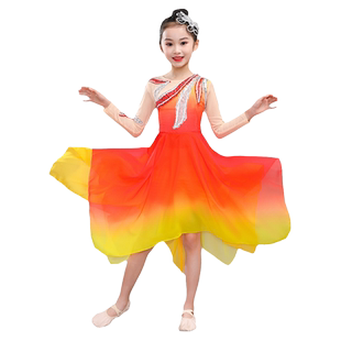 六一儿童演出服古典中国风幼儿园现代舞蹈服装连衣裙纱裙女童套装