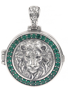 纯银狮子嘎乌盒吊坠可打开装东西