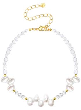 LA DECORATION淡水珍珠白水晶串珠手链时尚气质轻奢礼物设计感