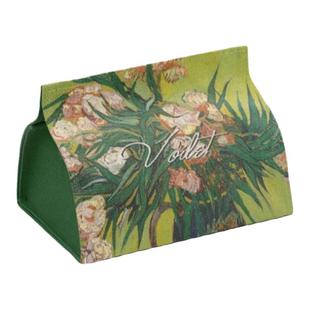 梵高油画美式 纸巾盒棉麻客厅家用车用卫生间餐巾纸盒抽纸盒抽纸