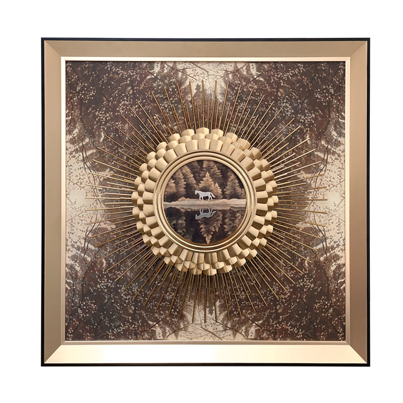 现代轻奢入户玄关装饰画美式高端大气餐厅挂画高级感客厅立体壁画