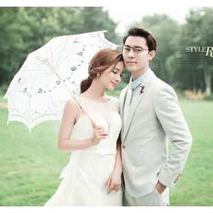 2020新款 白伞花边蕾丝伞公主洋伞女旅拍新娘雨伞 婚纱摄影道具法式