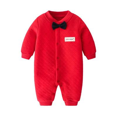 秋冬加厚夹棉保暖居家婴儿连体衣