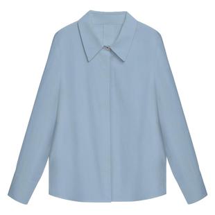 达佳诗旗舰店蓝色衬衣女款2026新款女大学生考公正装面试长袖衬衫