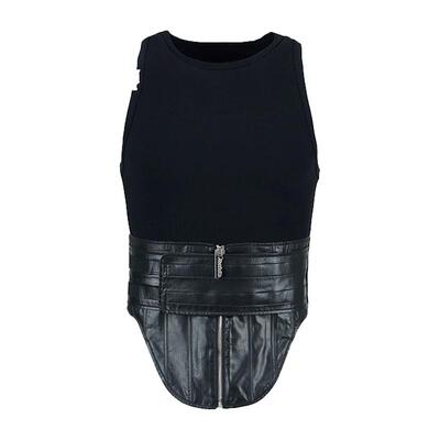 黑色鱼骨腰封高弹紧身背心