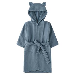 三利毛巾全棉毛巾料儿童睡袍长袖带帽亲子纯棉浴衣睡衣吸水速干爽