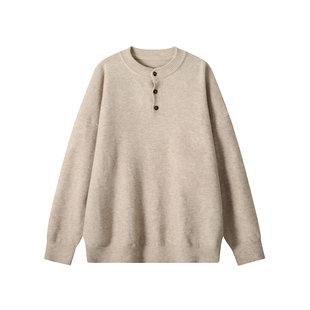 班尼路SK亨利领毛衣男款2025冬季新款宽松休闲套头针织衫上衣MS