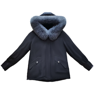 派克服女短款2024新款爆款海宁皮草獭兔毛内胆可拆卸小个子外套