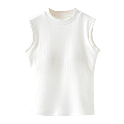 半高领带胸垫固定杯宽肩无袖背心