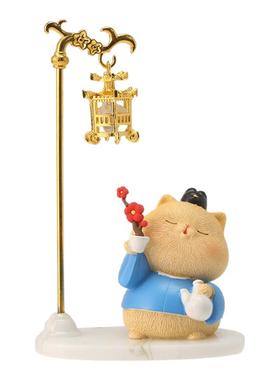 新款御猫送福创意可爱宫廷招财猫小摆件古风工艺品桌面摆件装饰品