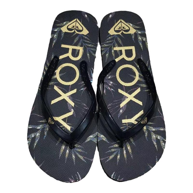 现货ROXY黑色凉拖鞋简约