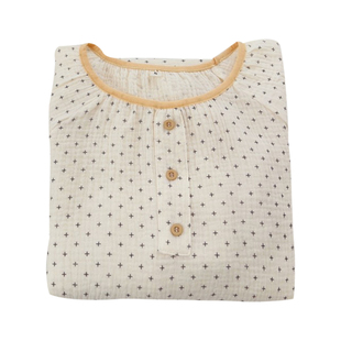 治愈印花套头睡衣女春秋夏季纯棉纱布双层薄款宽松长袖家居服套装