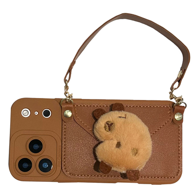 毛绒卡皮巴拉零钱包手机壳