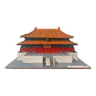 栋方孔庙大成殿榫卯积木拼装模型摆件涂色手绘玩具中国古建筑礼物