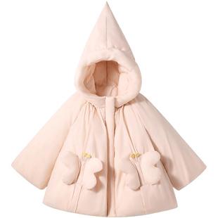 贝肽斯女童羽绒服仙女帽2026秋冬装新款婴幼儿宝宝白鸭绒保暖外套