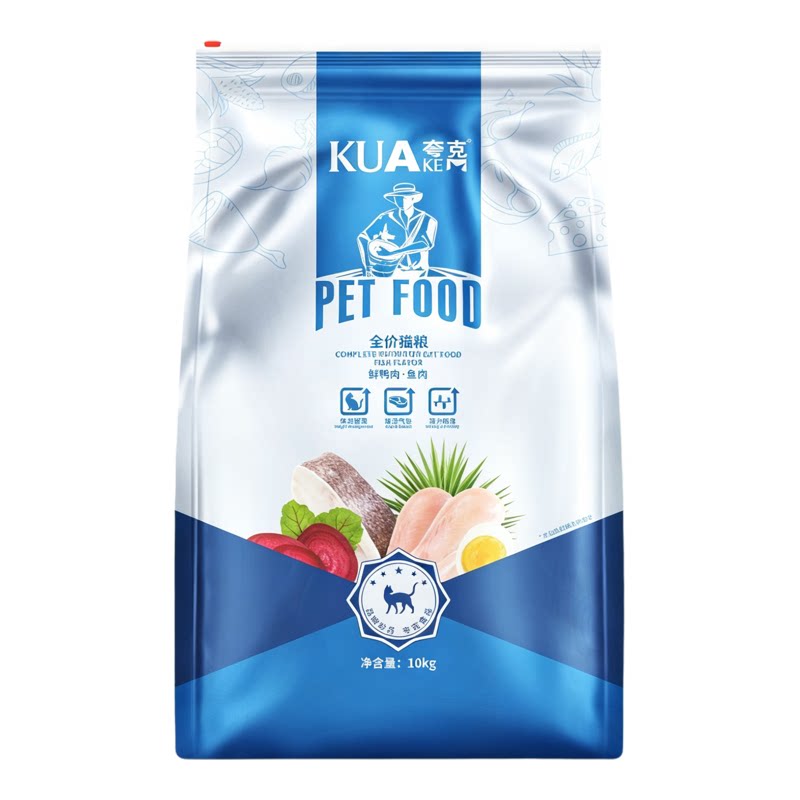 夸克鲜肉猫粮10kg鲜牛肉鸭肉猫全价膨化粮