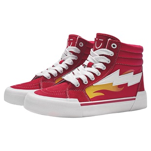 MINISO/名创优品鞋子男火焰红色运动滑板鞋情侣潮复仇风暴闪电鞋