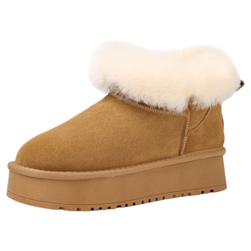 金利来羊毛雪地靴女厚底