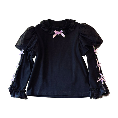 女童蕾丝拼接打底衫T恤