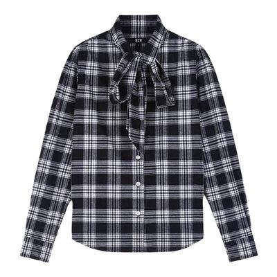 RTW美式学院风系带磨毛格子衬衣