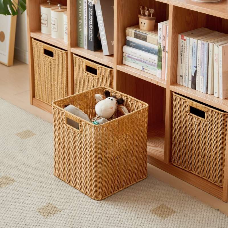 仿藤编抽屉式收纳篮格子柜编织收纳筐浴室防水置物篮橱柜收纳盒