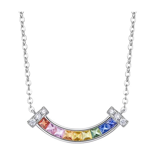 ILCO尤珂「花笑盈」18K金天然彩色蓝宝石吊坠彩虹微笑钻石项链女