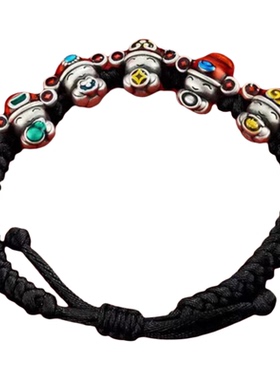 五路五福财神本命年红绳手链编织