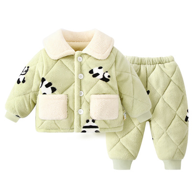 男童睡衣套装2025新款加厚保暖