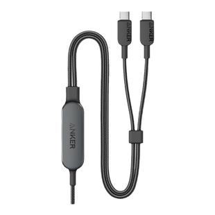 Anker安克二合一双typeC兼容编织140W双头快充高功率数据线车载办公一拖二适用iPhone16/电脑/iPad/华为/安卓