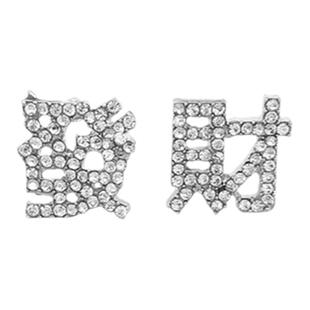 纯18K白金D色莫桑石群镶气质发财耳坠耳圈时尚不对称暴富耳饰时尚