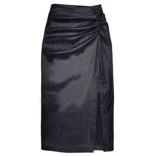 cocojolie｜【桎梏系列】四季可穿小众 褶皱开衩皮裙显腿长半身裙