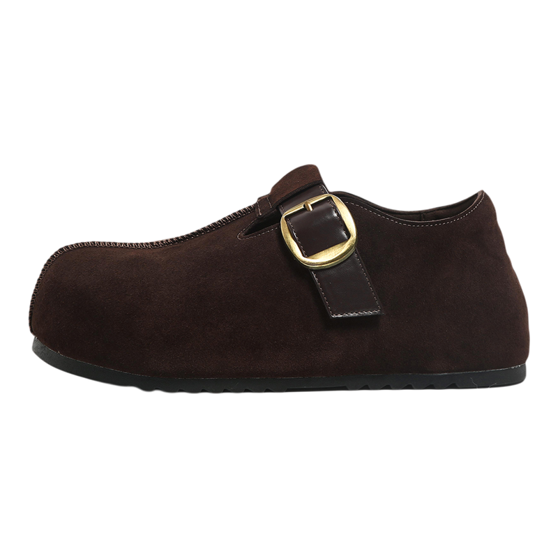 F21丑萌大头勃肯鞋女2025新款秋季厚底全包一字扣懒人舒适豆豆鞋