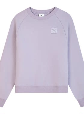 Puma/彪马亲肤圆领纯色卫衣新款女经典浅紫色卫衣635712-64