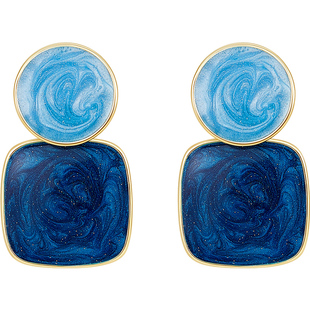 JAY雾蓝色耳环轻奢耳钉女小众港风复古耳饰新款耳夹38妇女节礼物