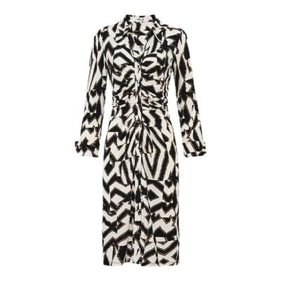 DVF几何图案长袖连衣裙