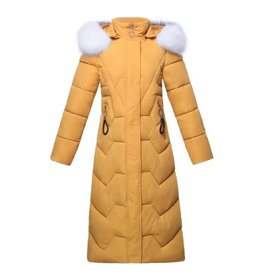 反季促销修身大毛领过膝羽绒棉服