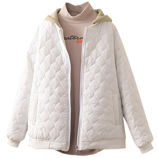 秋冬大码200斤棉衣外套宽松连帽棉服胖妹妹保暖显瘦长袖羽绒棉袄